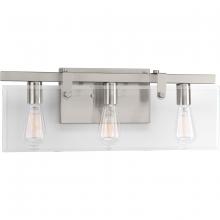  P300107-009 - Glayse Collection Three-Light Brushed Nickel Clear Glass Luxe Bath Vanity Light