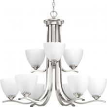  P400064-009 - Laird Collection Nine-Light Brushed Nickel Etched Glass Traditional Chandelier Light