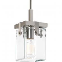  P500073-009 - Glayse Collection One-Light Brushed Nickel Clear Glass Luxe Pendant Light