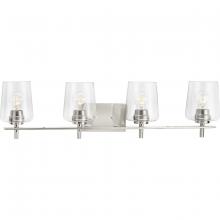  P300363-009 - Calais Collection Four-Light New Traditional Brushed Nickel Clear Glass Bath Vanity Light