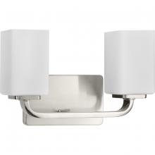  P300369-009 - Cowan Collection Two-Light Modern Brushed Nickel Etched Opal Glass Bath Vanity Light