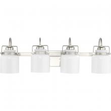  P300441-009 - Fessler Collection Four-Light Brushed Nickel Opal Glass Farmhouse Bath Light