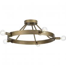  P350240-196 - Breckenridge Collection Five-Light Aged Bronze Rustic Farmhouse Semi-Flush Mount