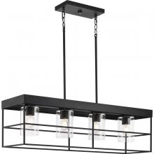  P400312-31M - Burgess Collection Four-Light Matte Black Modern Farmhouse Island Light