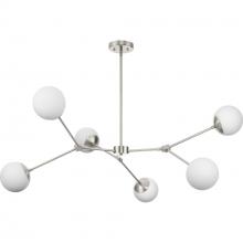  P400378-009 - Haas Collection Six-Light Brushed Nickel Mid-Century Modern Chandelier