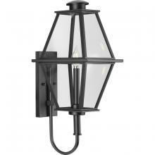  P560348-031 - Bradshaw Collection One-Light Textured Black Clear Glass Transitional Medium Outdoor Wall Lantern