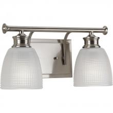  P2116-09 - Lucky Collection Two-Light Brushed Nickel Frosted Prismatic Glass Coastal Bath Vanity Light