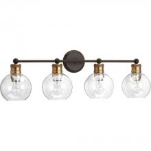  P300052-020 - Hansford Collection Four-Light Antique Bronze Clear Glass Coastal Bath Vanity Light