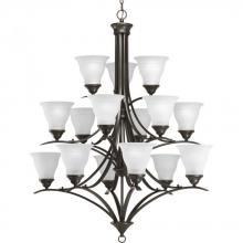  P4365-20 - Trinity Collection Fifteen-Light Antique Bronze Etched Glass Traditional Chandelier Light