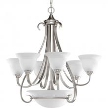  P4417-09 - Torino Collection Six-Light Brushed Nickel Etched Glass Transitional Chandelier Light
