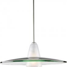  P5012-09 - Modern Pendant One-Light Brushed Nickel Clear and Etched Glass Pendant Light