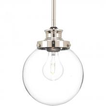  P5067-104 - Penn Collection One-Light Polished Nickel Clear Glass Farmhouse Mini-Pendant Light