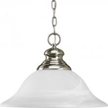  P5090-09 - Bedford Collection One-Light Brushed Nickel Etched Alabaster Glass Traditional Pendant Light