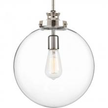  P5328-104 - Penn Collection One-Light Polished Nickel Clear Glass Farmhouse Pendant Light