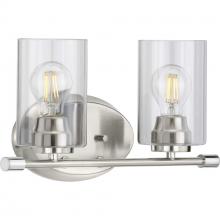  P300277-009 - Riley Collection Two-Light Brushed Nickel Clear Glass Modern Bath Vanity Light