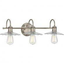  P300288-081 - Fayette Collection Three-Light Antique Nickel Clear Glass Farmhouse Bath Vanity Light