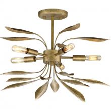  P350210-168 - Mariposa Collection Five-Light Antique Gold Convertible Semi-Flush Ceiling or Hanging Pendant Light