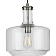  P500231-009 - Latrobe Collection One-Light Brushed Nickel Clear Glass Coastal Pendant Light