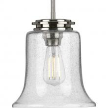  P500238-009 - Winslett Collection One-Light Brushed Nickel Clear Seeded Glass Coastal Pendant Light