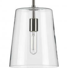  P500241-009 - Clarion Collection One-Light Brushed Nickel Clear Glass Transitional Pendant