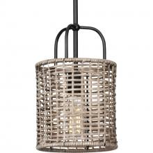  P500307-031 - Lavelle Collection One-Light Matte Black and Mocha finish Rattan Hanging Mini-Pendant Light