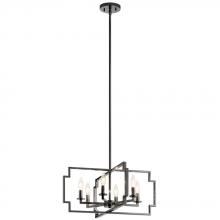  44128MCH - Downtown Deco 21.5 inch 6 Light Convertible Chandelier/Semi Flush in Midnight Chrome