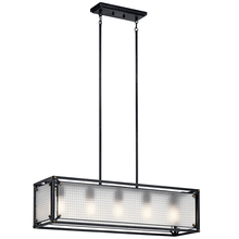  44333DBK - Steel 5 Light Linear Chandelier Distressed Black