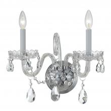  1032-CH-CL-SAQ - Traditional Crystal 2 Light Spectra Crystal Polished Chrome Sconce