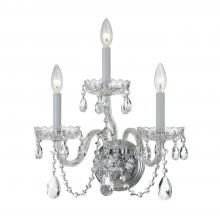  1033-CH-CL-SAQ - Traditional Crystal 3 Light Spectra Crystal Polished Chrome Sconce