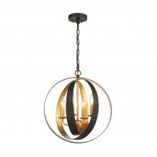  584-EB-GA - Luna 4 Light English Bronze + Antique Gold Sphere Mini Chandelier