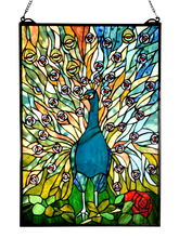  TC17176 - Peacock 26"H Tiffany Window Panel