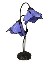 TT12147 - Poelking 2-Light Blue Lily Tiffany Table Lamp