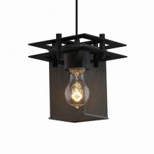  MSH-8165-15-MBLK-BKCD - Metropolis 1-Light Small Pendant - Square Frame (2 Flat Bars)