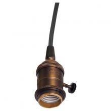  80/2284 - Medium base lampholder; 4pc. Solid brass; prewired; On/Off; Uno ring; 10ft. 18/2 SVT Black Cord;