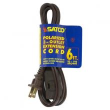  93/193 - 6 Foot Extension Cord; Brown Finish; 16/2 SPT-2; Indoor Only; 13A-125V-1625W Rating