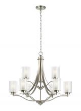 Generation Lighting 3137309-962 - Elmwood Park traditional 9-light indoor dimmable ceiling chandelier pendant light in brushed nickel