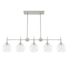  19748 - Hunter Xidane Brushed Nickel with Clear Glass 5 Light Chandelier Ceiling Light Fixture