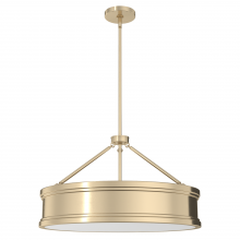  19613 - Hunter Capshaw Alturas Gold with Painted Cased White Glass 6 Light Pendant Ceiling Light Fixture