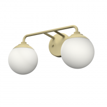  19167 - Hunter Hepburn Modern Brass with Cased White Glass 2 Light Bathroom Vanity Wall Light Fixture