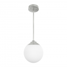  19169 - Hunter Hepburn Brushed Nickel with Cased White Glass 1 Light Pendant Ceiling Light Fixture