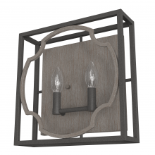  19228 - Hunter Stone Creek Noble Bronze and White Washed Oak 2 Light Sconce Wall Light Fixture