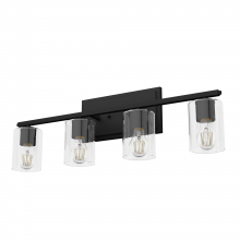  48031 - Hunter Kerrison Natural Black Iron with Seeded Glass 4 Light Bathroom Vanity Wall Light Fixture