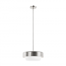  19272 - Hunter Station Brushed Nickel with Frosted Cased White Glass 2 Light Pendant Ceiling Light Fixture