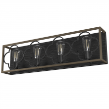  19398 - Hunter Gablecrest French Oak and Rustic Iron 4 Light Bathroom Vanity Wall Light Fixture