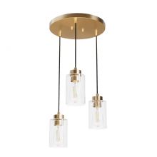  13063 - Hunter Hartland Alturas Gold with Seeded Glass 3 Light Pendant Cluster Ceiling Light Fixture