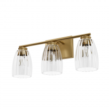  13204 - Hunter Rossmoor Luxe Gold with Clear Glass 3 Light Bathroom Vanity Wall Light Fixture