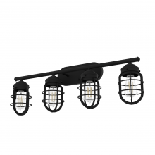  19846 - Hunter Starklake Natural Black Iron 4 Light Bathroom Vanity Wall Light Fixture