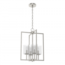  19539 - Hunter Kerrison Brushed Nickel with Seeded Glass 4 Light Pendant Ceiling Light Fixture