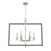  19809 - Hunter Woodburn Brushed Nickel 6 Light Pendant Ceiling Light Fixture