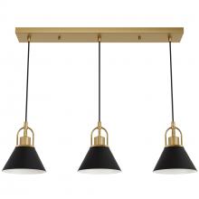  13174 - Hunter Carrington Isle Luxe Gold and Flat Matte Black 3 Light Pendant Cluster Ceiling Light Fixture